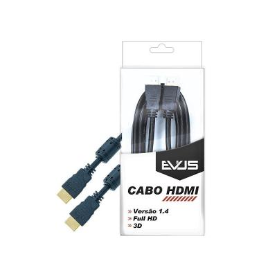 Cabo HDMI C-002 3D com Filtro Versão 1.4 Full HD Conector Dourado Preto Evus 3,0M