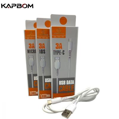 Cabo de Dados Tipo-C Kapbom KA-191-TPC para Carregamento 3,0A Branco 1 Metro