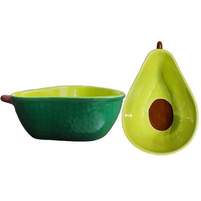 Bowl de Cerâmica Formato Abacate para Petiscos e Molhos Verde 570ML