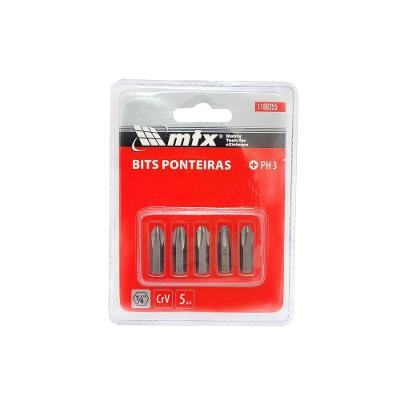 Bits Phillips Ph3 25mm 5 Peças Aço Crv Alta Resistência MTX