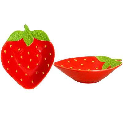Bowl Formato Morango de Cerâmica para Sobremesa e Petiscos Vermelho 20CM 300ML