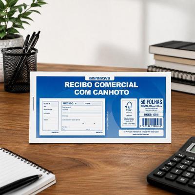 Bloco Controle de Recibo 50 Folhas Papel Organizacao Financeira Azul