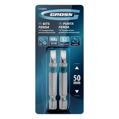 Bits Fenda SL5 Encaixe Perfeito em Mandris Aço Cromo Molibdênio Inox Gross 2 Peças