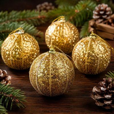 Bolas de Natal Bolas de Natal Glitter Dourado Decoracao Enfeite Isopor 8CM Kit 12pcs