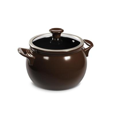 Caçarola New Premiere Cerâmica 4L Chocolate Tampa Vidro Ceraflame