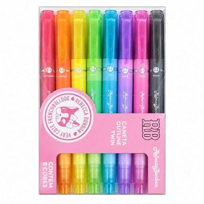 Caneta Outline Twin Rebecca Bonbon Ponta Dupla Kit com 8 Cores