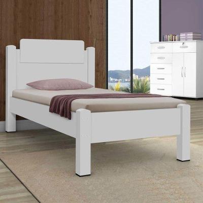 Cama Solteiro Paris com Colchão MDF Branco Gabrielli Móveis