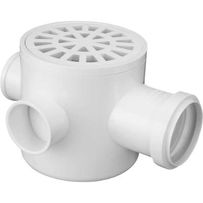 Caixa Sifonada Grelha Redonda 3 Entradas 100 X 100 X 50 Branca Krona 906 PVC