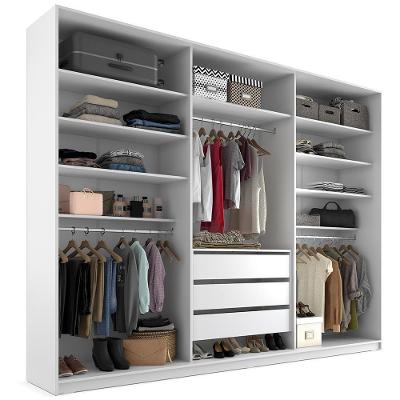 Closet Casal Guarda Roupa sem Porta Pisa R02 3 Gavetas MDF 237CM Branco Lyam Decor