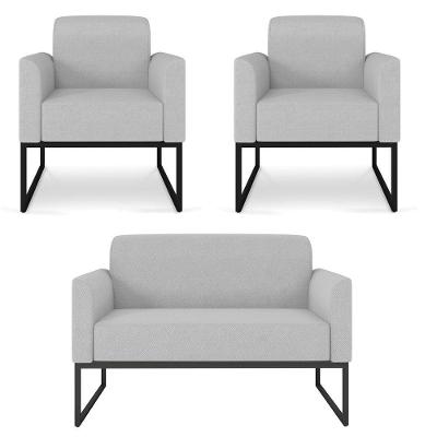 Kit Namoradeira E 02 Poltronas Marisa Linho Cinza D'rossi