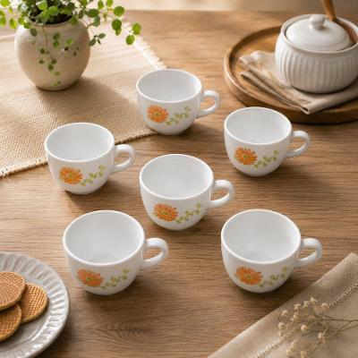 Conjunto de Xícaras Livid Lilac em Vidro com Detalhes Florais para Café e Chá Branco Fratelli 130ML