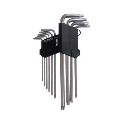 Chave Torx Extra Longa com Furo Kit 10 Peças T9 a T50 Prata Etilux