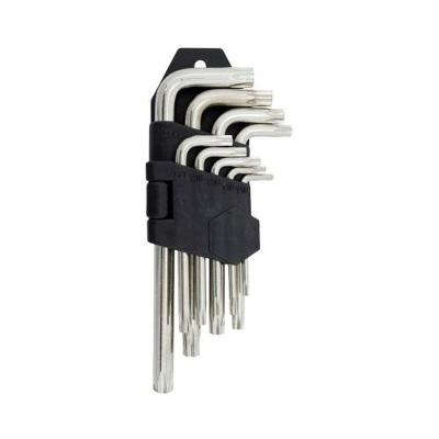 Chave Torx Curta sem Furo Conjunto 9 Peças T10 T15 T20 T25 T27 T30 T40 T45 T50 Prata Etilux