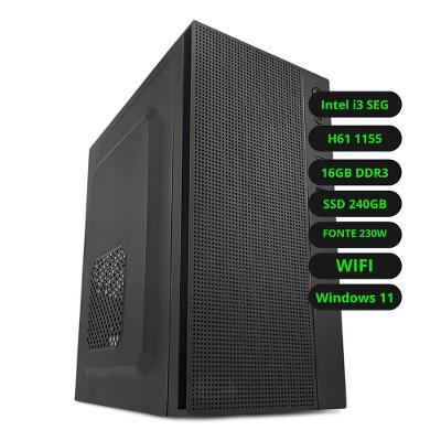 Computador H61 Intel Core I3 2120 16GB SSD 240GB Windows 11 Solução Completa