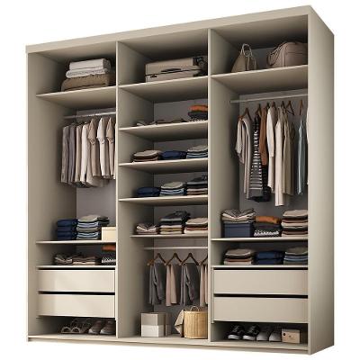 Closet Casal Guarda Roupa sem Porta Tunísia R02 4 Gavetas MDF 208CM Bege Lyam Decor