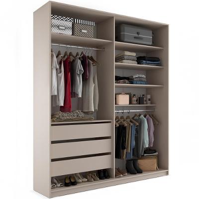Closet Solteiro Pisa R02 3 Gavetas 5 Prateleiras MDF 159CM Bege Lyam Decor