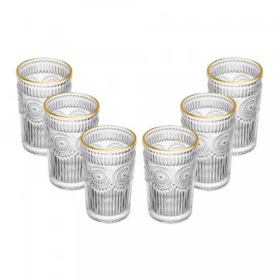 Conjunto de Copos para Água Mandala Vidro com Fio de Ouro 6 Peças 380ML Wolff