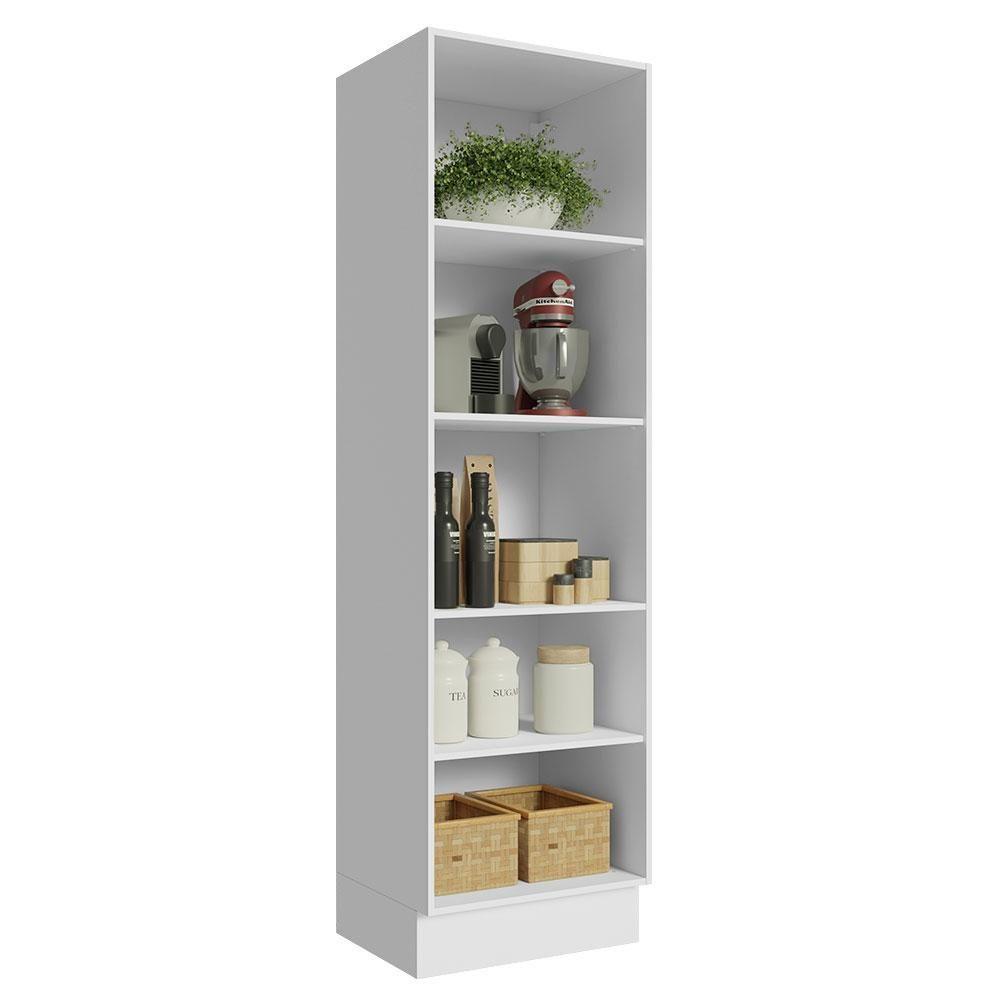 Paneleiro 100% Mdf 60 Cm Com Nichos Abertos Para Cozinha Madesa Acordes - Branco Branco - 3
