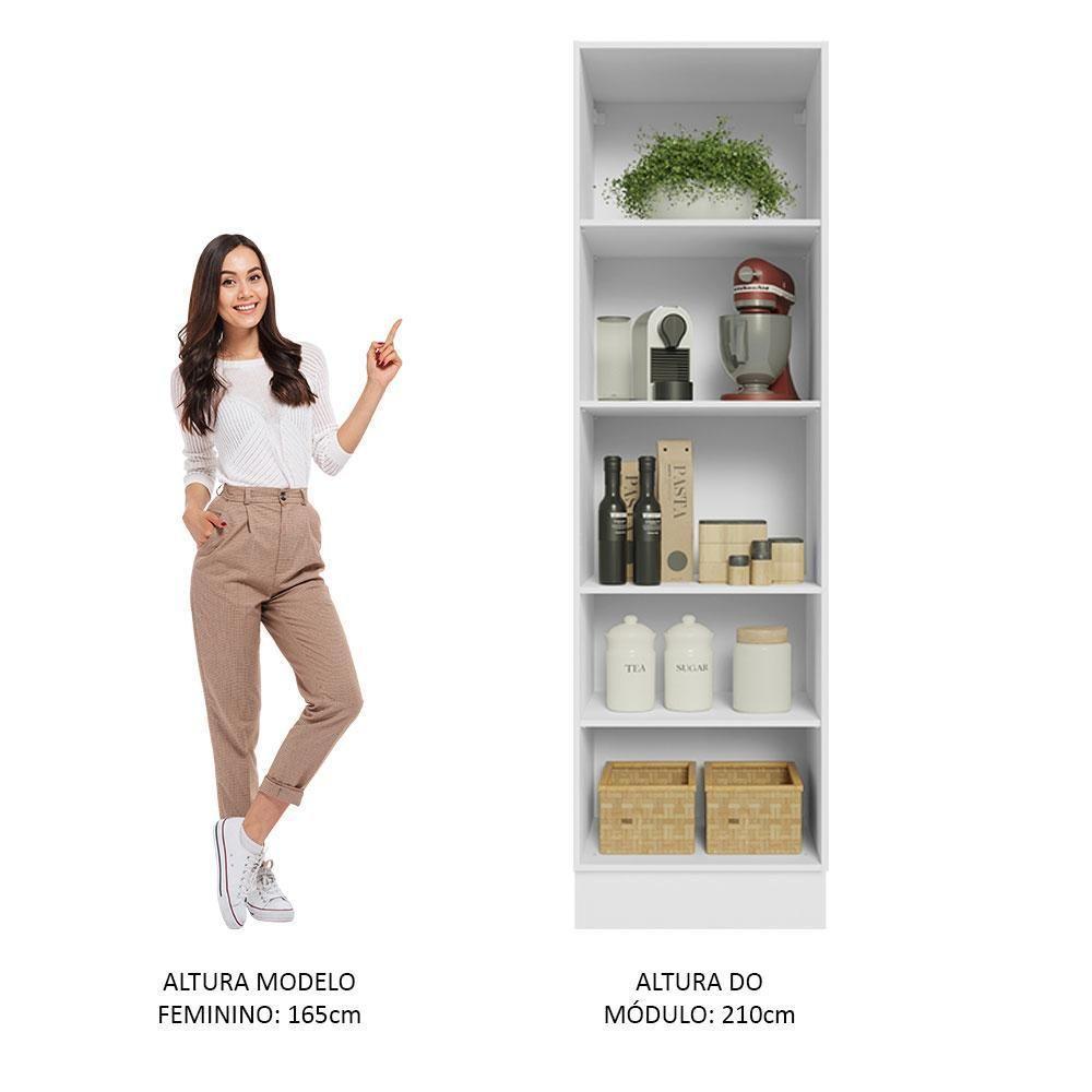 Paneleiro 100% Mdf 60 Cm Com Nichos Abertos Para Cozinha Madesa Acordes - Branco Branco - 5