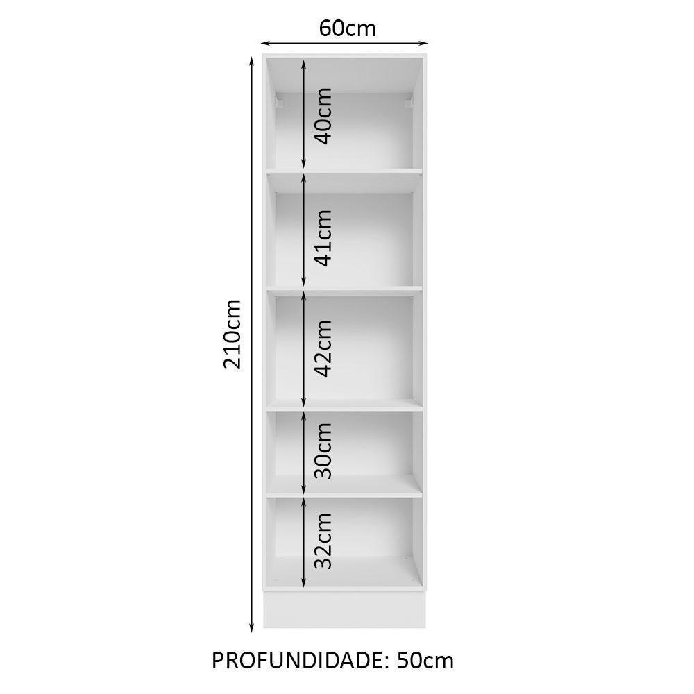 Paneleiro 100% Mdf 60 Cm Com Nichos Abertos Para Cozinha Madesa Acordes - Branco Branco - 7