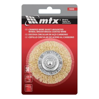 Escova Circular Mtx 50mm Haste 6mm 4500 RPM Latonada Dourado MTX