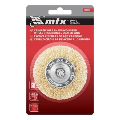 Escova Circular Latonada 60mm Haste 6mm Mtx 4500 RPM com Cerdas de Latão MTX
