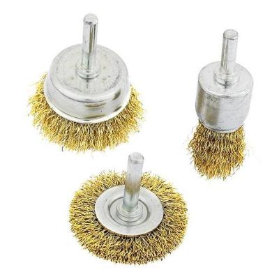 Escova de Aço Escovas de Aço 3 Peças Limpeza e Acabamento Cerdas Aço Latonado Prata e Dourado Etilux