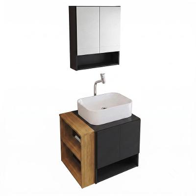 Gabinete para Banheiro com Espelheira e Cuba de Sobrepor Troia com Cuba Oxford 4 Portas 1 Prateleira