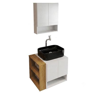 Gabinete para Banheiro com Espelheira e Cuba de Sobrepor Troia com Cuba Oxford 4 Portas 1 Prateleira