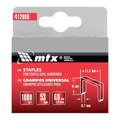 Grampos para Grampeadores Tipo 53 Aço Temperado 6MM 1000 Peças MTX