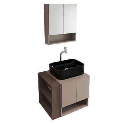 Gabinete para Banheiro com Espelheira e Cuba de Sobrepor Troia com Cuba Oxford 4 Portas 1 Prateleira
