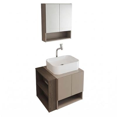 Gabinete para Banheiro com Espelheira e Cuba de Sobrepor Troia com Cuba Oxford 4 Portas 1 Prateleira