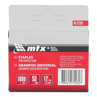 Grampos Tipo 53 para Grampeadores Acabamento Galvanizado Resistente à Corrosão Inox MTX