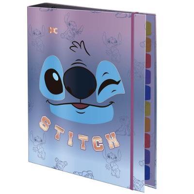 Fichário DAC Stitch Colegial Capa Dura com Elástico 4 Argolas 80 Folhas Azul