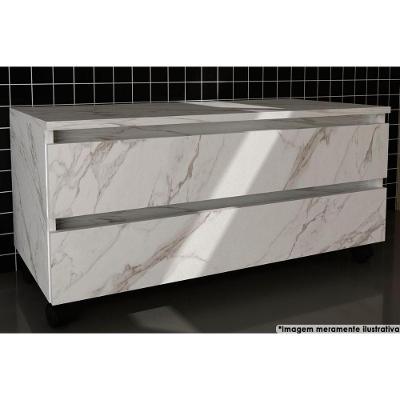 Gabinete de Banheiro BN3603 de Pé 2 Gavetas MDP Mármore Branco Tecno Mobili