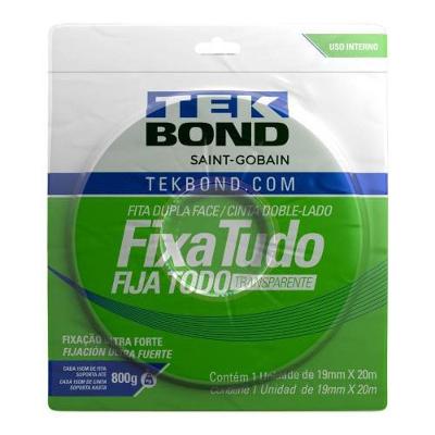 Fita Dupla Face Supertape Fita Fixa Tudo Fixação Ultra Forte Transparente Acrílico 19MMX20M Tekbond