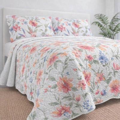 Kit Cobre Leito Evolution Lindoia Casal 3 Peças 100% Poliéster Dupla Face Estampado Floral Casa