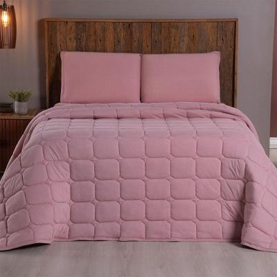 Kit Cobre Leito Colcha Livorno King 3 Peças Malha 100% Algodão Acolchoado Rosê Casa Scarpa