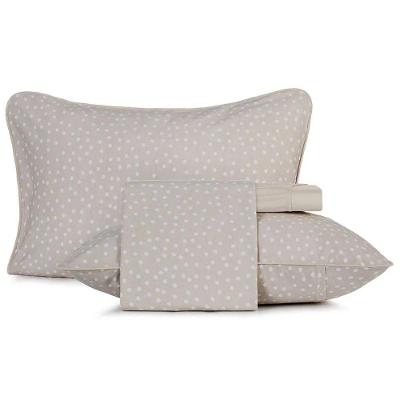 Jogo de Cama Queen 4 Peças Malha 100% Algodão Fio Penteado Poá Mocha Bege Altenburg
