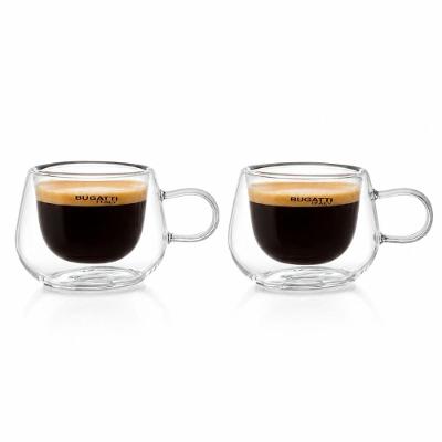 Jogo 2 Xícaras Café BGC100N Vidro Borossilicato Parede Dupla Transparente Bugatti 100ML