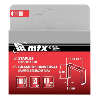 Grampos para Grampeadores Tipo 53 6mm 1000 Peças Pontas Afiadas para Fácil Penetração MTX
