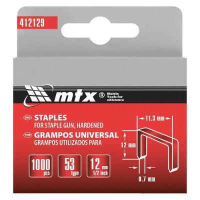 Grampos Tipo 53 para Grampeadores Temperado Aço Inox 12mm MTX