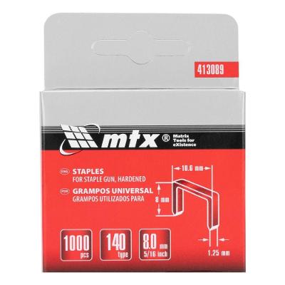 Grampos para Grampeadores Tipo 140 Temperado Alta Resistência 8mm 1000 Peças MTX