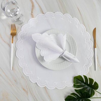 Kit Jogo Americano com Guardanapo Sparta Bordado Poliéster Mesa Posta Branco Casa Scarpa