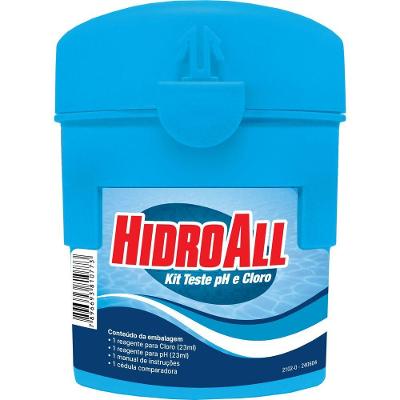 Kit de Teste para Piscina Kit Teste Ph e Cloro com Reagentes e Comparador Hidroall