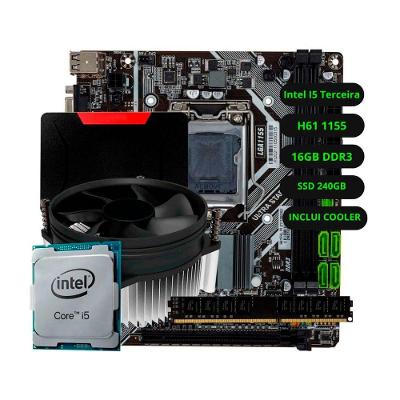 Kit de Upgrade para Computador Intel I5 Terceira H61 com Placa Mãe Processador Memória 16GB DDR3 SSD