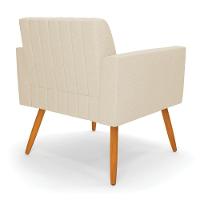 Kit 2 Poltronas Viena Gomada Linho Pés Palito Castanho - D'rossi Cor A19 Bege - 5