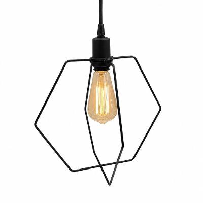 Lustre Pendente Modelo Oslo Design Geométrico Moderno Preto Bivolt