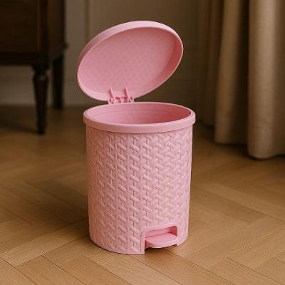 Lixeira com Pedal Lixeira Rattan 6L Polipropileno Rosa OEM