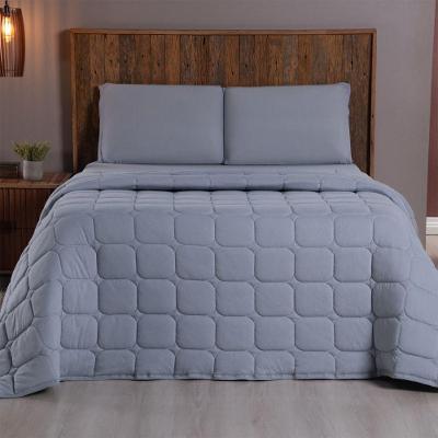 Kit Cobre Leito Colcha Livorno King Malha Penteada 100% Algodão Acolchoado Macio Cinza Casa Scarpa 3